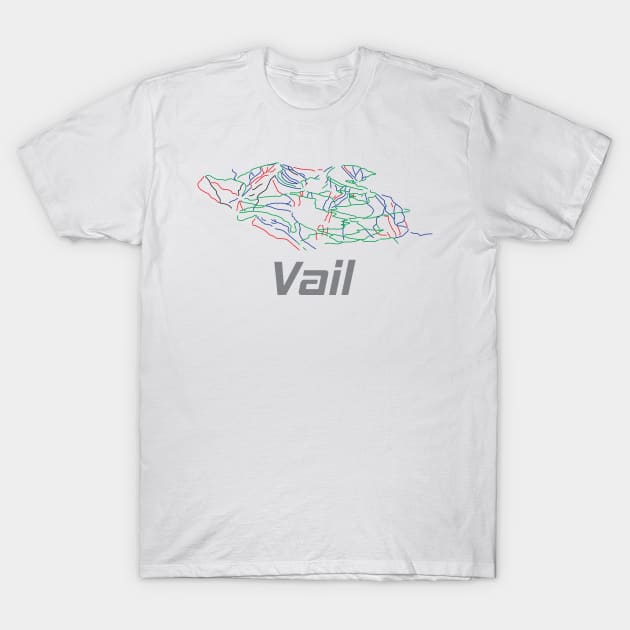 Vail Colorado Ski Pist Map T-Shirt by yeoys